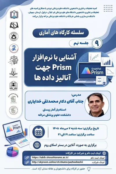کارگاه آموزشی "آشنایی با نرم‌افزار Prism جهت آنالیز داده‌ها"
